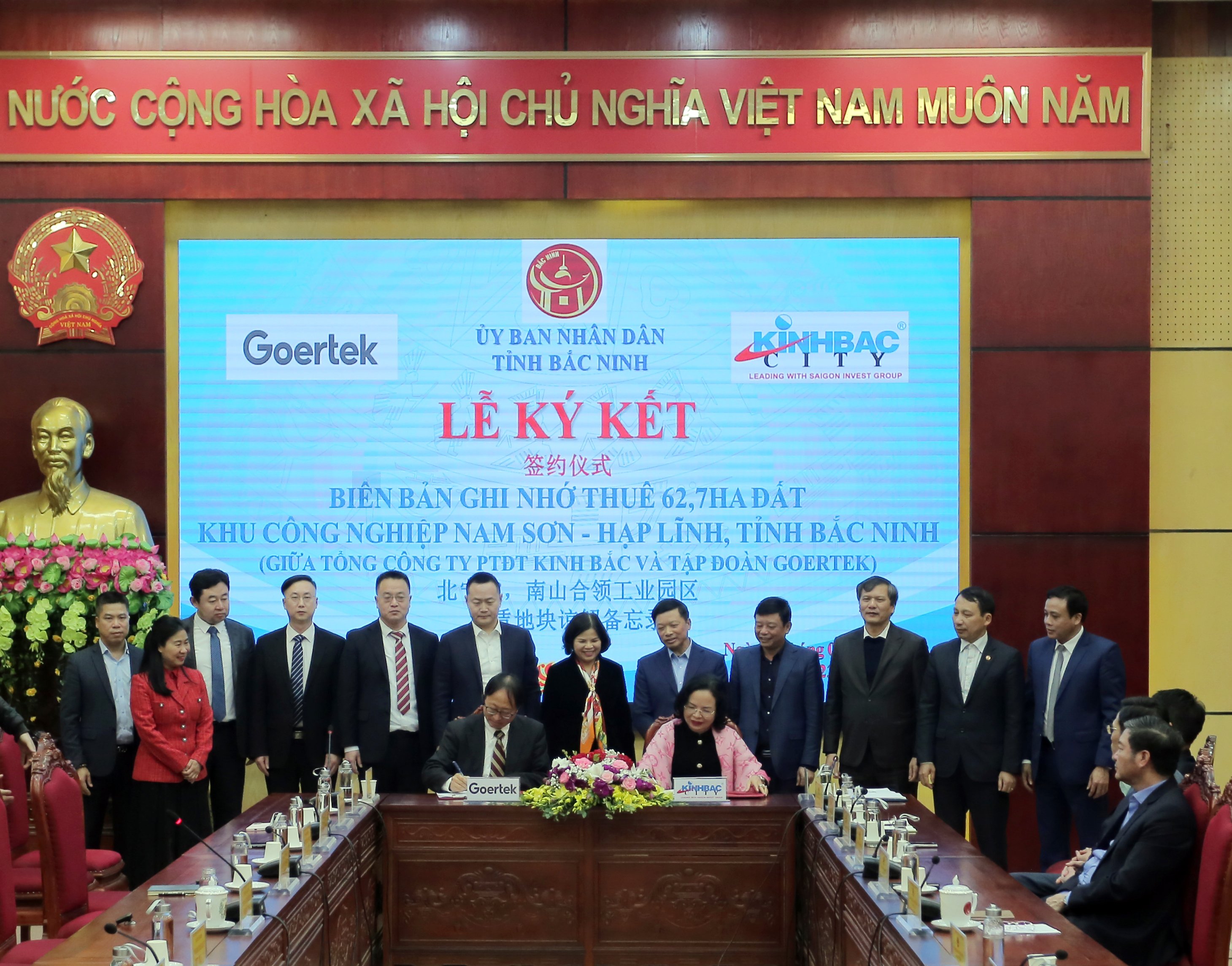 GOERTEK KÝ BIÊN BẢN GHI NHỚ THUÊ 62,7 HA TẠI KCN NAM SƠN - HẠP LĨNH CỦA KBC